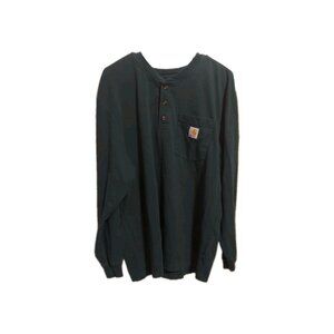 Carhartt Henley Long Sleeve Shirt, Button Placket, Hunter Green Size Large